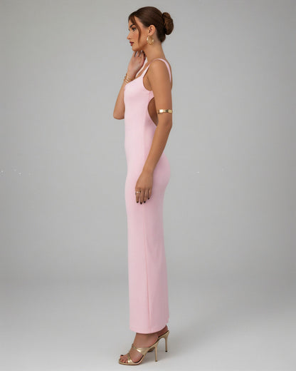 EVELLE Satin Bow-Back Maxi Dress